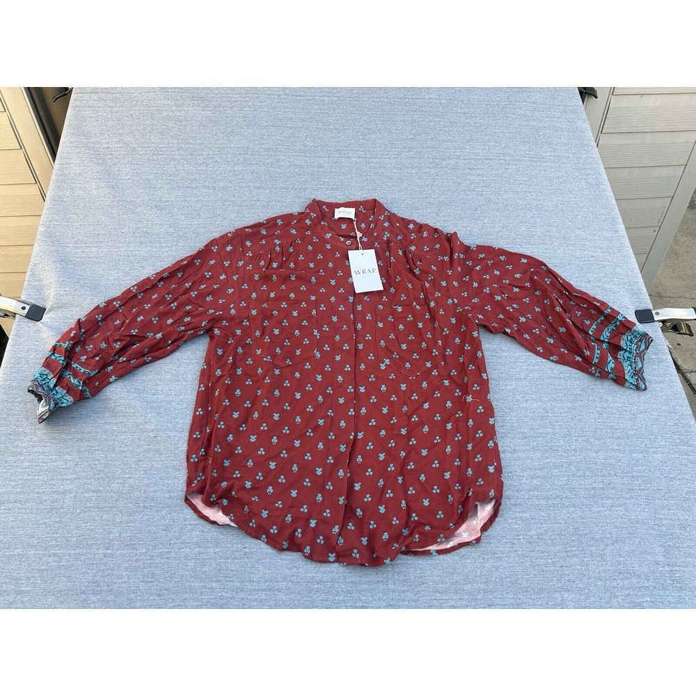 WRAP London‎ Printed Slouchy Blouse Women's Size US 6 Chilli